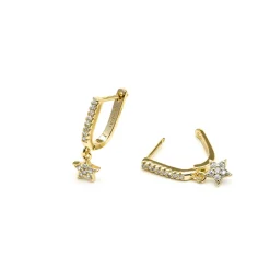 Pendientes acabado oro amarillo de 18k y Circonita Brillante - Sasai