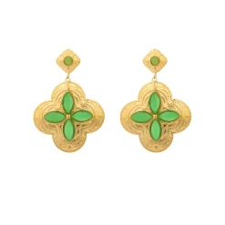Pendientes acabado oro amarillo de 18k y Lacado Azul Oscuro - Shasal