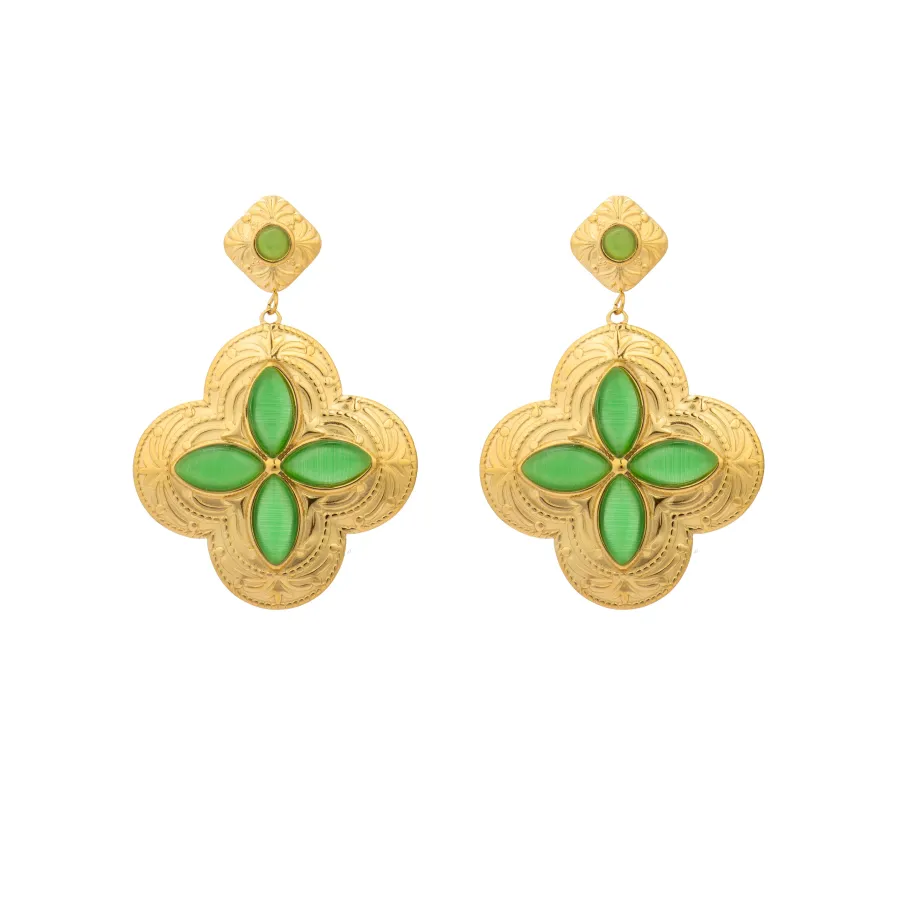 Pendientes acabado oro amarillo de 18k y Lacado Azul Oscuro - Shasal