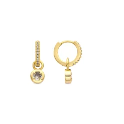 Pendientes acabado oro amarillo de 18k y Circonita Brillante - Yacoss