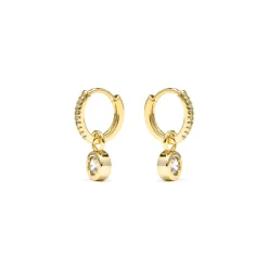 Pendientes acabado oro amarillo de 18k y Circonita Brillante - Yacoss