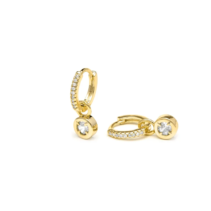 Pendientes acabado oro amarillo de 18k y Circonita Brillante - Yacoss