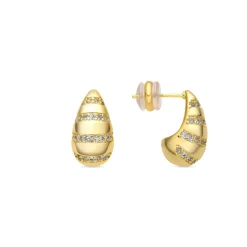 Pendientes acabado oro amarillo de 18k y Circonita Brillante - Thora