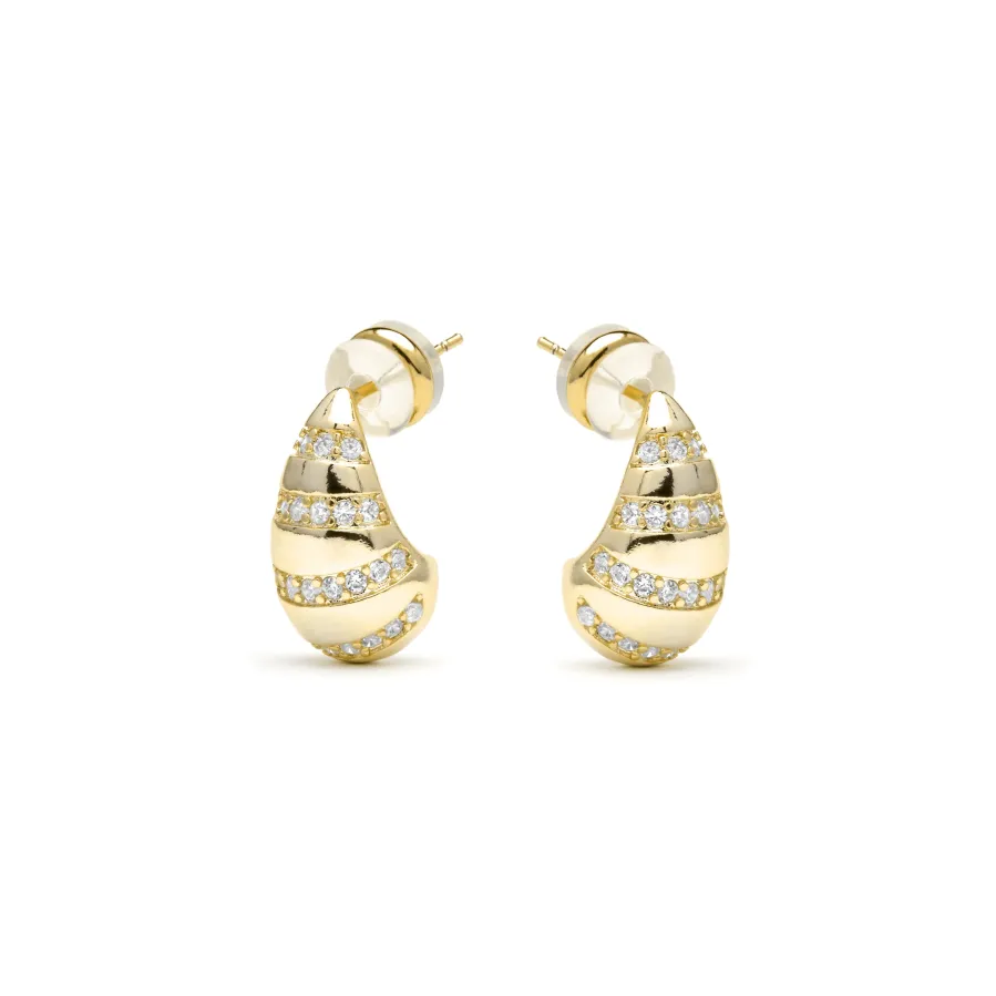Pendientes acabado oro amarillo de 18k y Circonita Brillante - Thora