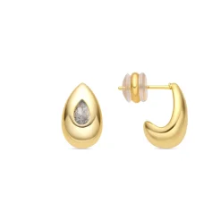 Pendientes acabado oro amarillo de 18k y Circonita Brillante - Garai