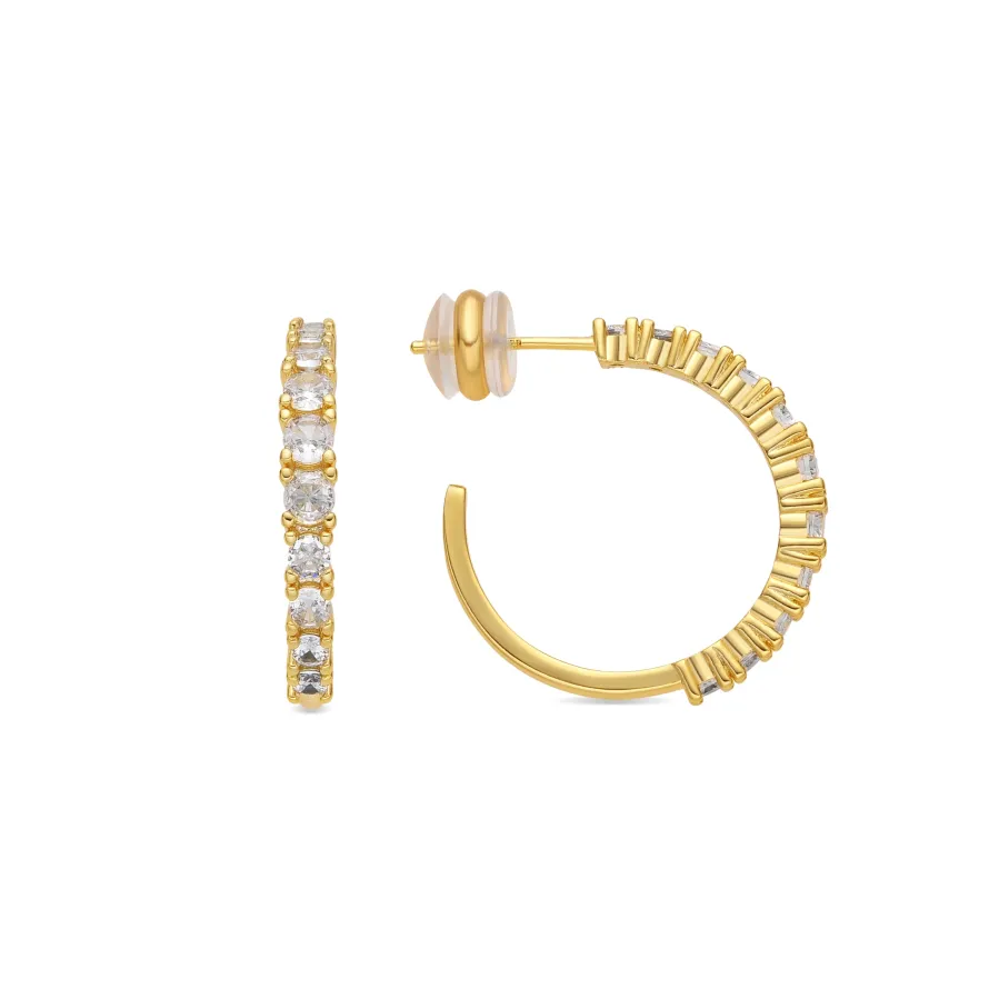 Pendientes acabado oro amarillo de 18k y Circonita Brillante - Remil
