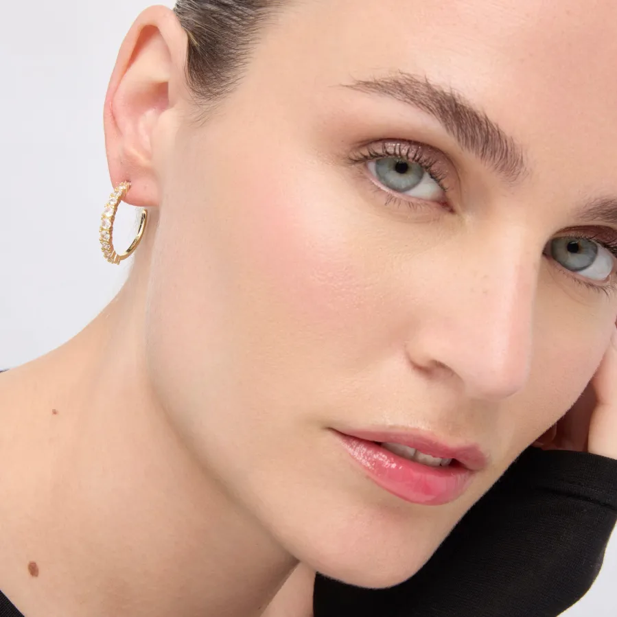 Pendientes acabado oro amarillo de 18k y Circonita Brillante - Remil
