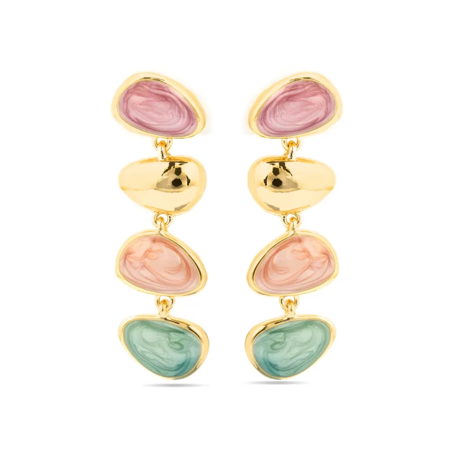Pendientes acabado oro amarillo de 18k y Lacado Multicolor - Bolhy