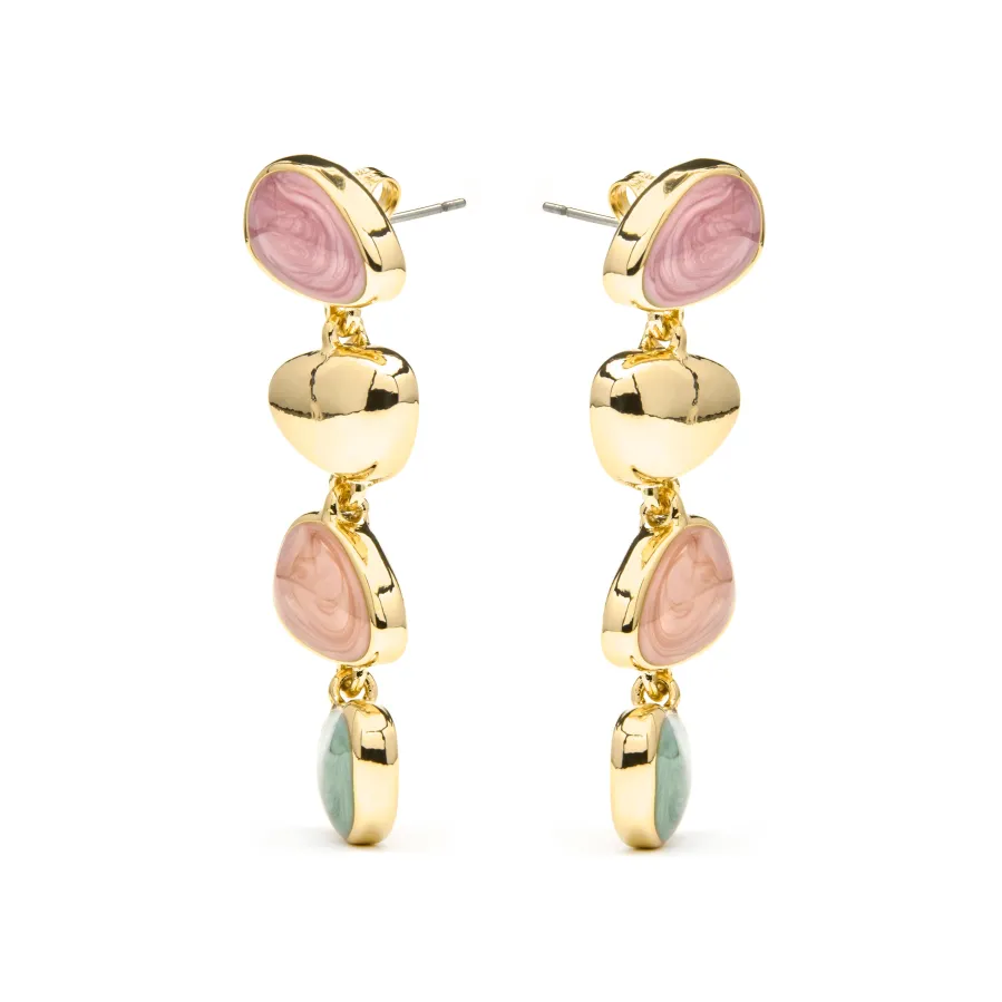 Pendientes acabado oro amarillo de 18k y Lacado Multicolor - Bolhy