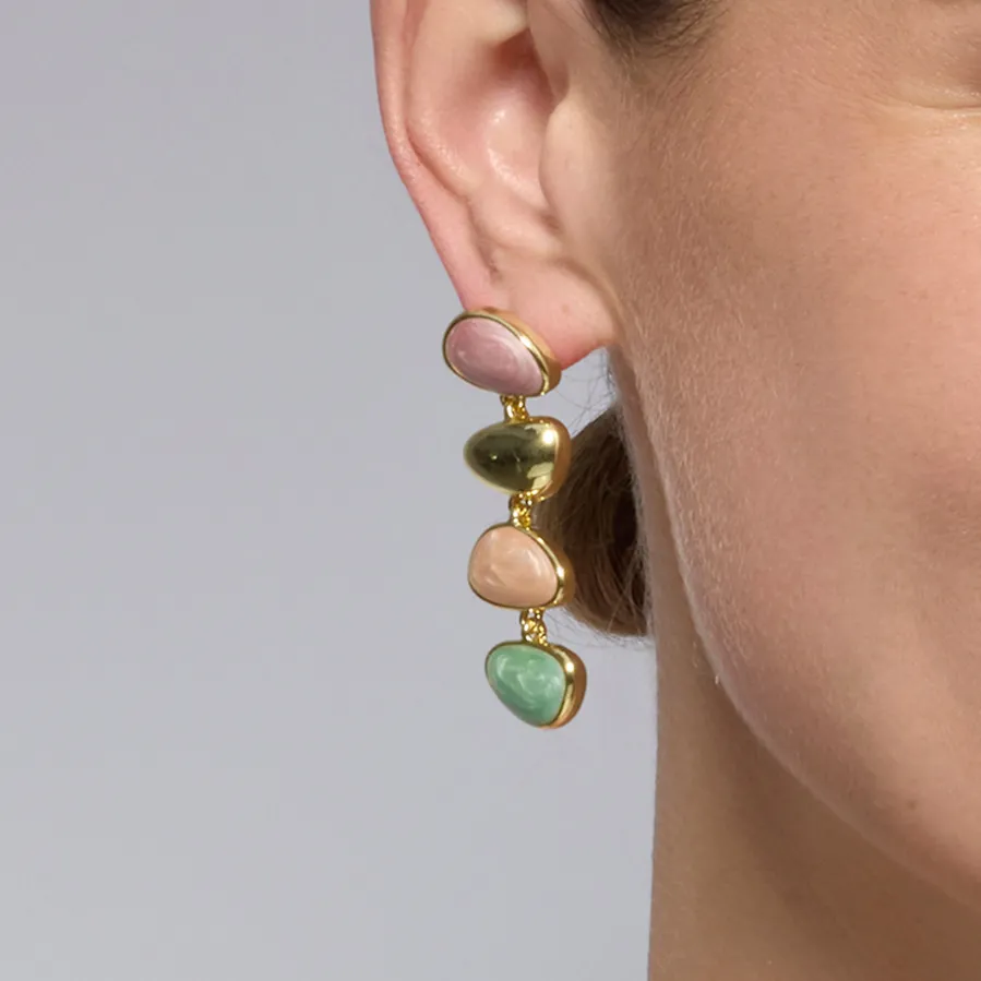 Pendientes acabado oro amarillo de 18k y Lacado Multicolor - Bolhy