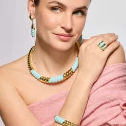 Pendientes acabado oro amarillo de 18k y Resina Azul - Rawil
