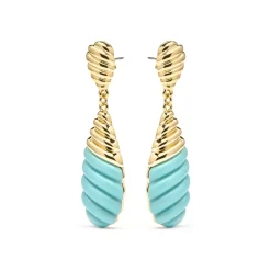 Pendientes acabado oro amarillo de 18k y Resina Azul - Rawil