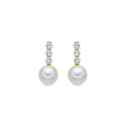 Pendientes acabado oro amarillo de 18k y Perla Blanca - Anu