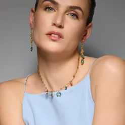Pendientes acabado oro amarillo de 18k y Resina Azul - Wiwik