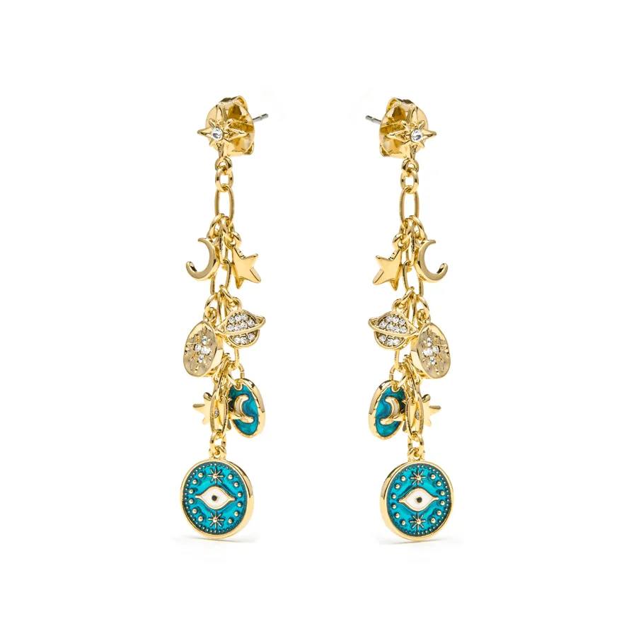 Pendientes acabado oro amarillo de 18k y Resina Azul - Wiwik