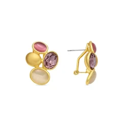 Pendientes acabado oro amarillo de 18k y Cristal Multicolor - Sionu