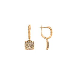 Pendientes acabado oro amarillo de 18k y Circonita Brillante - Leza