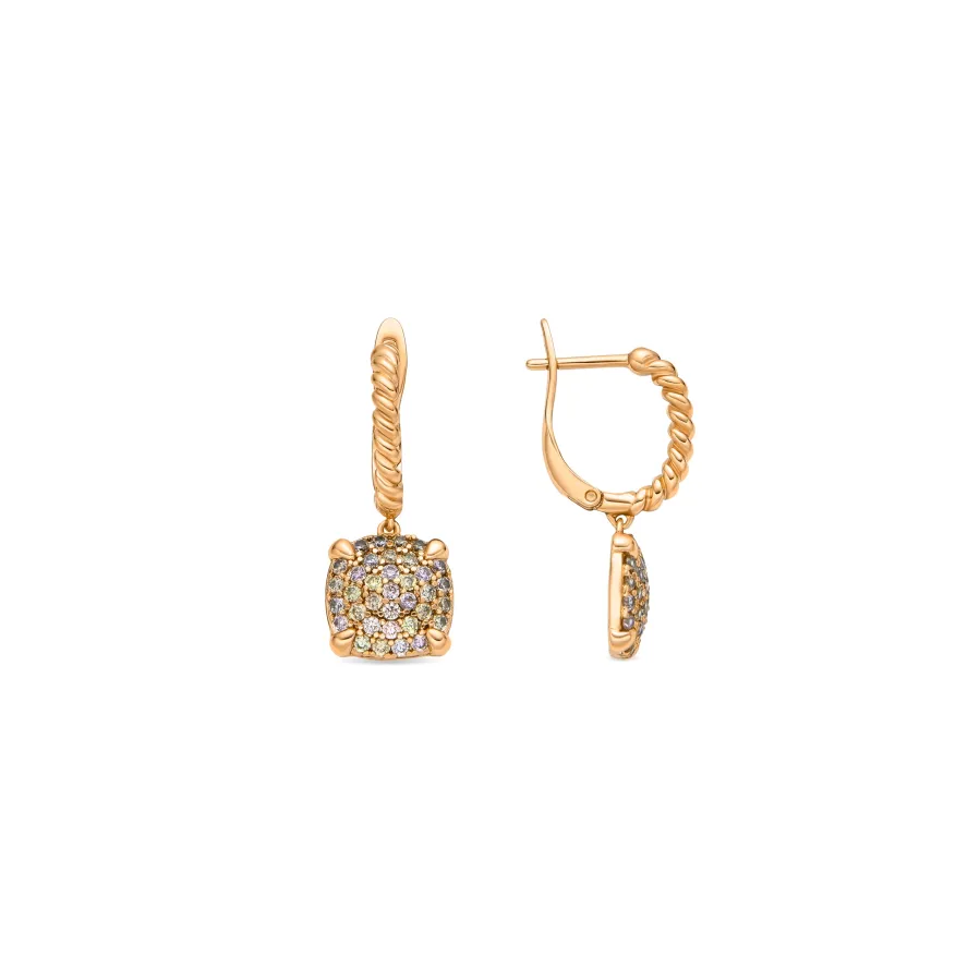 Pendientes acabado oro amarillo de 18k y Circonita Brillante - Leza
