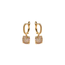 Pendientes acabado oro amarillo de 18k y Circonita Brillante - Leza