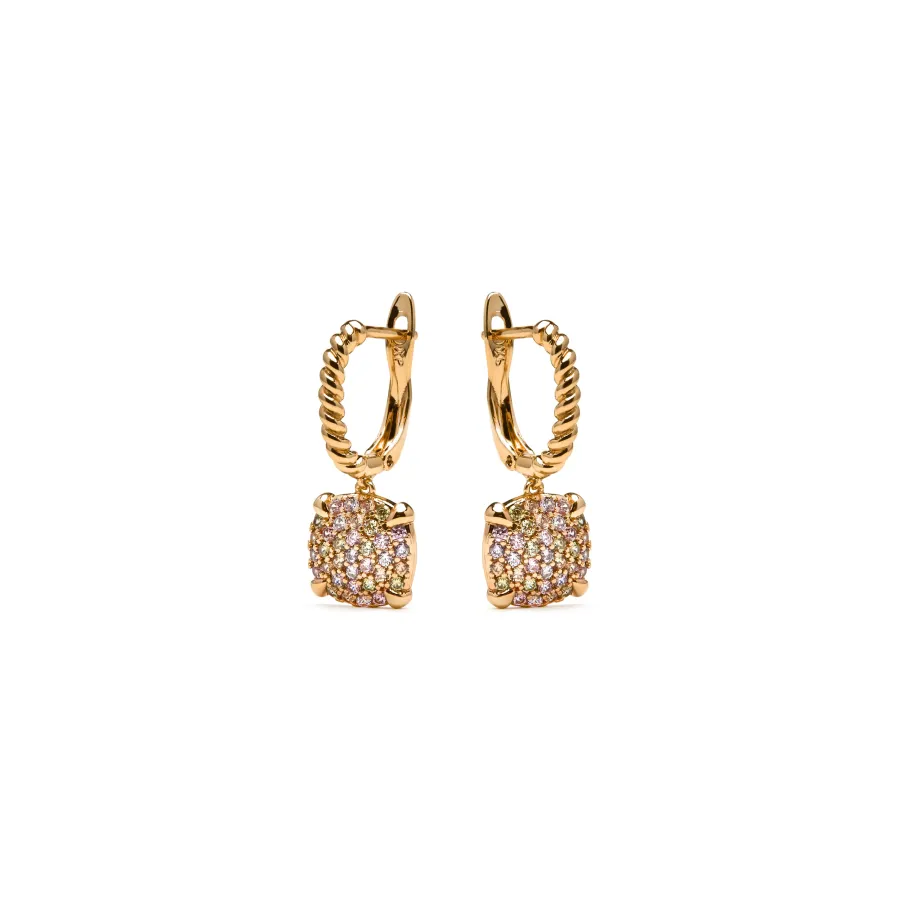 Pendientes acabado oro amarillo de 18k y Circonita Brillante - Leza