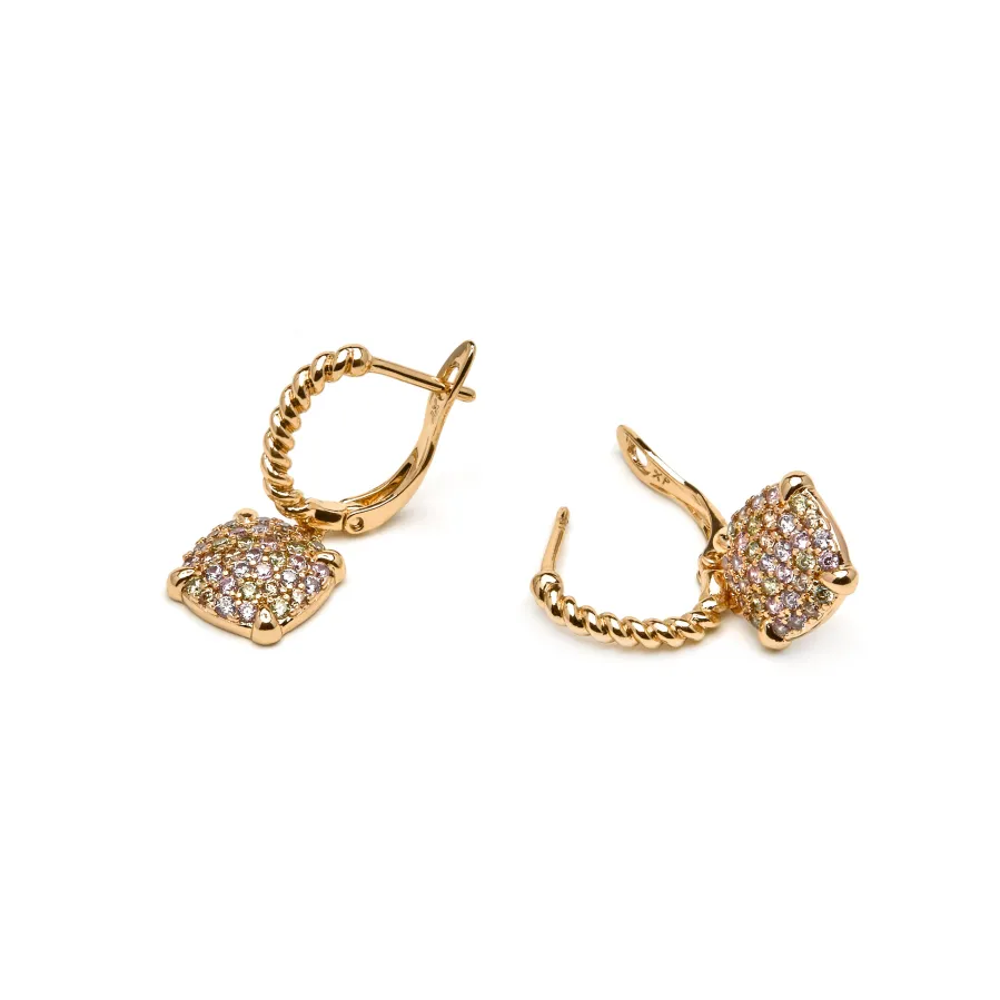 Pendientes acabado oro amarillo de 18k y Circonita Brillante - Leza