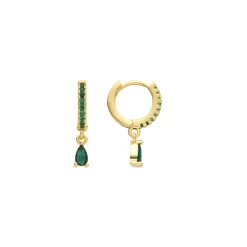 Pendientes acabado oro amarillo de 18k y Circonita Esmeralda - Laade