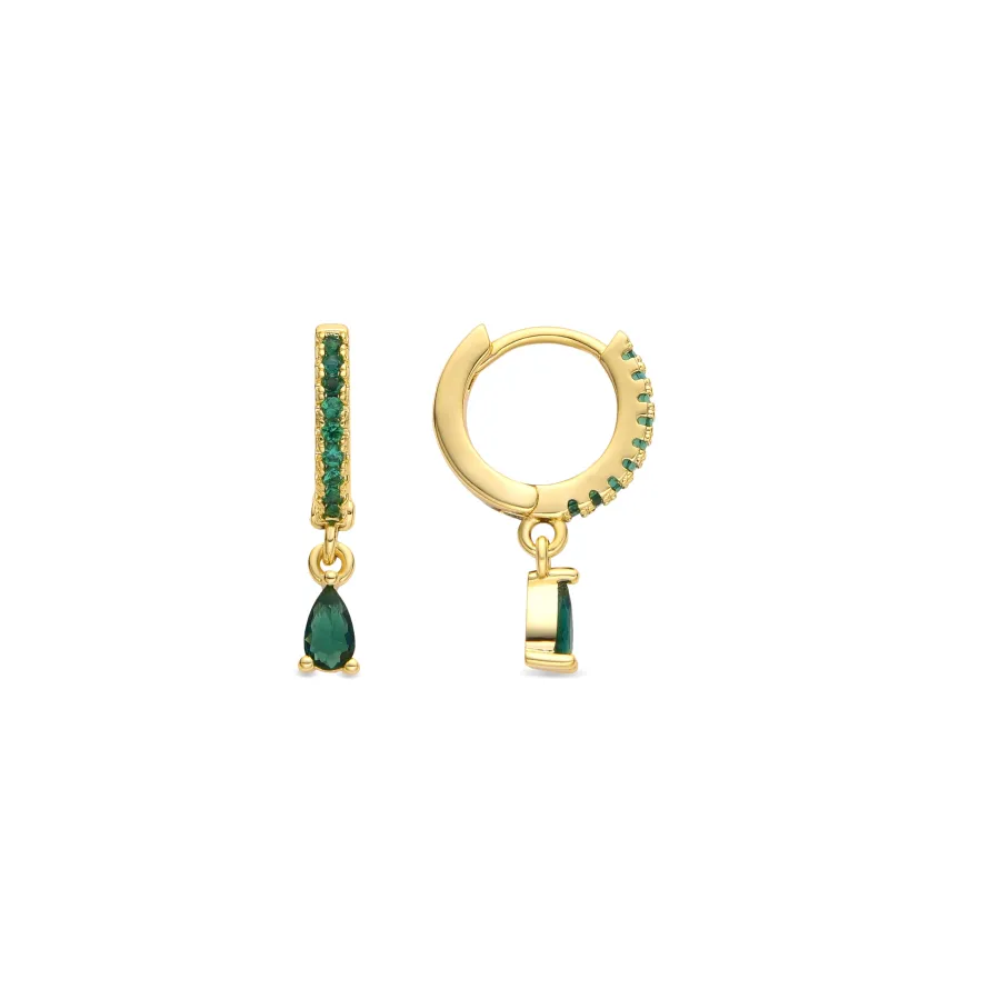 Pendientes acabado oro amarillo de 18k y Circonita Esmeralda - Laade