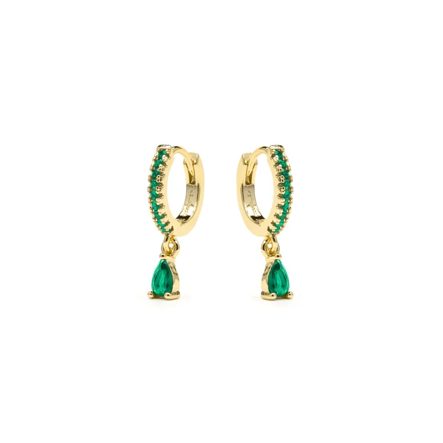 Pendientes acabado oro amarillo de 18k y Circonita Esmeralda - Laade