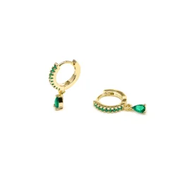 Pendientes acabado oro amarillo de 18k y Circonita Esmeralda - Laade