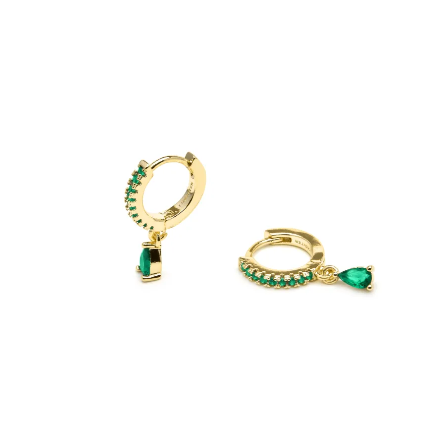 Pendientes acabado oro amarillo de 18k y Circonita Esmeralda - Laade