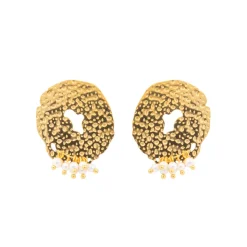 Pendientes acabado oro amarillo de 18k y Perla Blanca - Kuwe