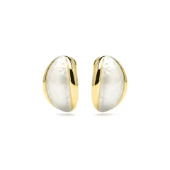Pendientes acabado oro amarillo de 18k y Madreperla Blanca - Lingo