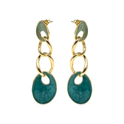 Pendientes acabado oro amarillo de 18k y Lacado Azul - Makan