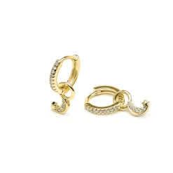 Pendientes acabado oro amarillo de 18k y Circonita Brillante - Lingma
