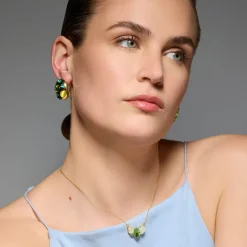 Pendientes acabado oro amarillo de 18k y Cristal Multicolor - Alik