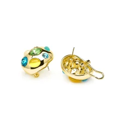 Pendientes acabado oro amarillo de 18k y Cristal Multicolor - Alik
