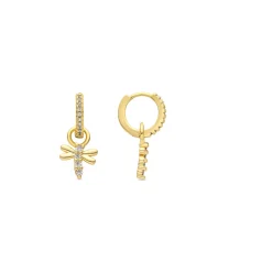 Pendientes acabado oro amarillo de 18k y Circonita Brillante - Jukel