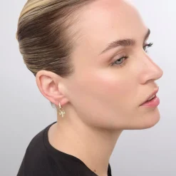 Pendientes acabado oro amarillo de 18k y Circonita Brillante - Jukel