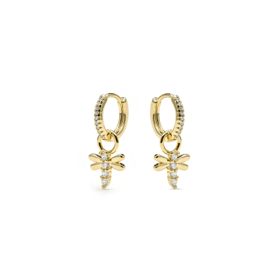 Pendientes acabado oro amarillo de 18k y Circonita Brillante - Jukel