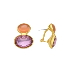 Pendientes acabado oro amarillo de 18k y Cristal Morado - Sigro