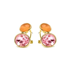 Pendientes acabado oro amarillo de 18k y Cristal Morado - Sigro