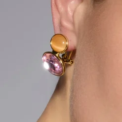 Pendientes acabado oro amarillo de 18k y Cristal Morado - Sigro