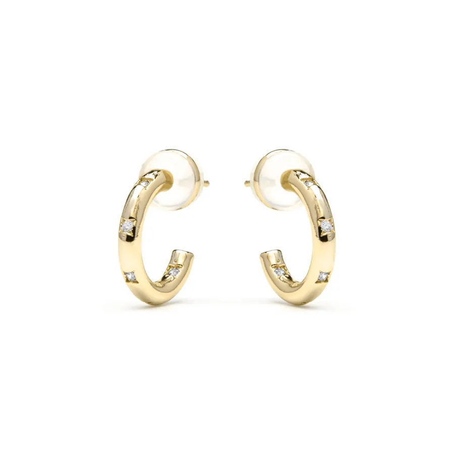 Pendientes acabado oro amarillo de 18k y Circonita Brillante - Sisah