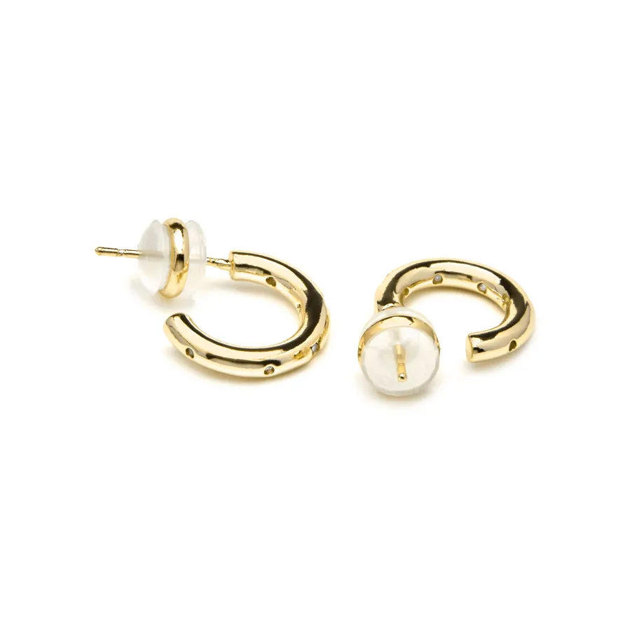 Pendientes acabado oro amarillo de 18k y Circonita Brillante - Sisah