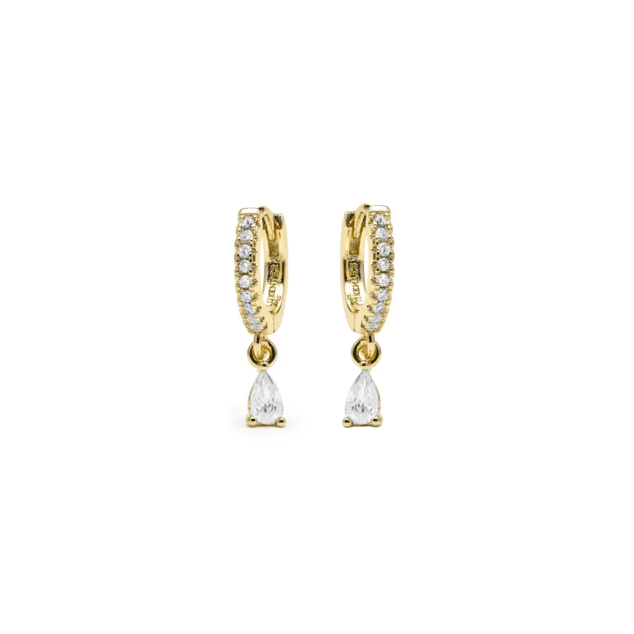 Pendientes acabado oro amarillo de 18k y Circonita Brillante - Laade