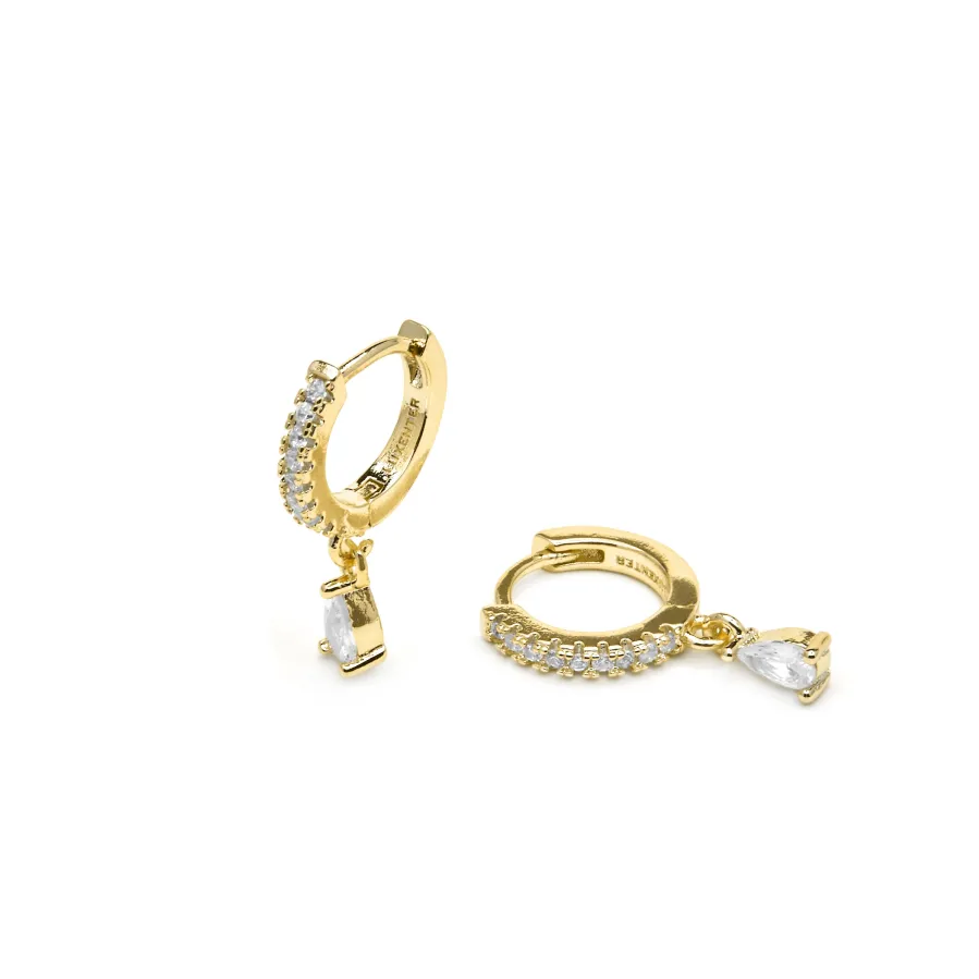 Pendientes acabado oro amarillo de 18k y Circonita Brillante - Laade