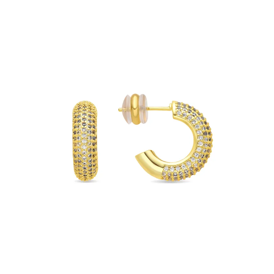 Pendientes acabado oro amarillo de 18k y Circonita Brillante - Niras