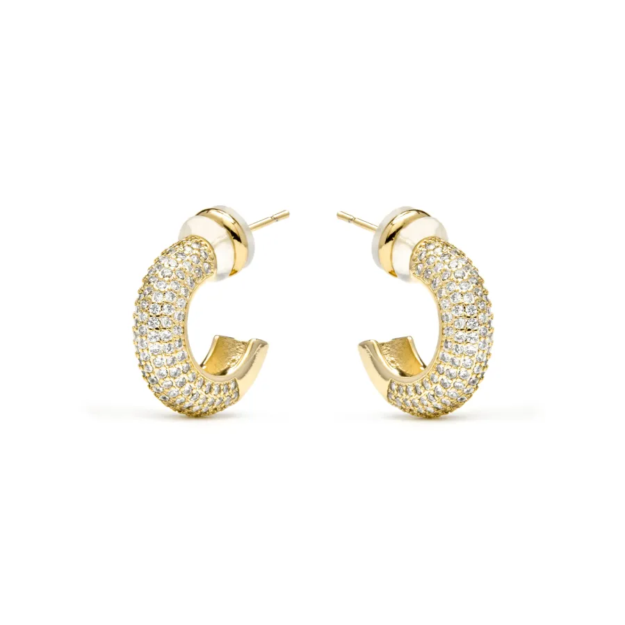 Pendientes acabado oro amarillo de 18k y Circonita Brillante - Niras