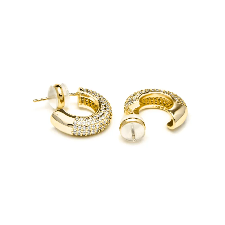 Pendientes acabado oro amarillo de 18k y Circonita Brillante - Niras