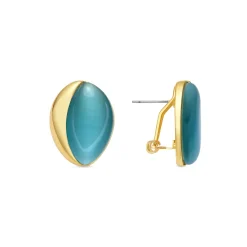 Pendientes acabado oro amarillo de 18k y Ojo de Gato Verde - Xorai